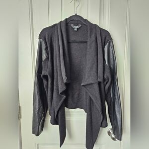 Simply Vera Vera Wang Black Cardigan With Leather Sleeves